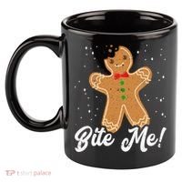 Bite Me Funny Gingerbread Christmas Holiday Cookie Meaningful Gift 11oz C Handle Ceramic Mug thumb 2