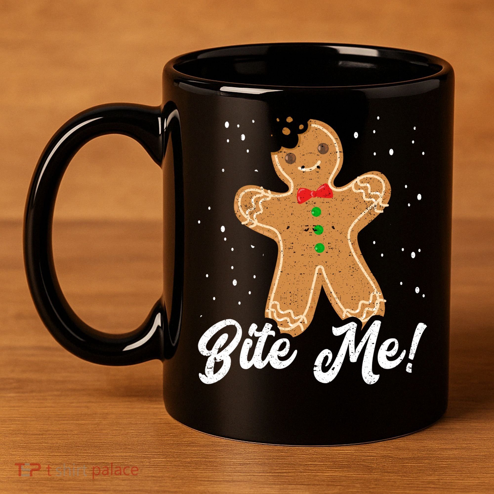 Bite Me Funny Gingerbread Christmas Holiday Cookie Meaningful Gift 11oz C Handle Ceramic Mug