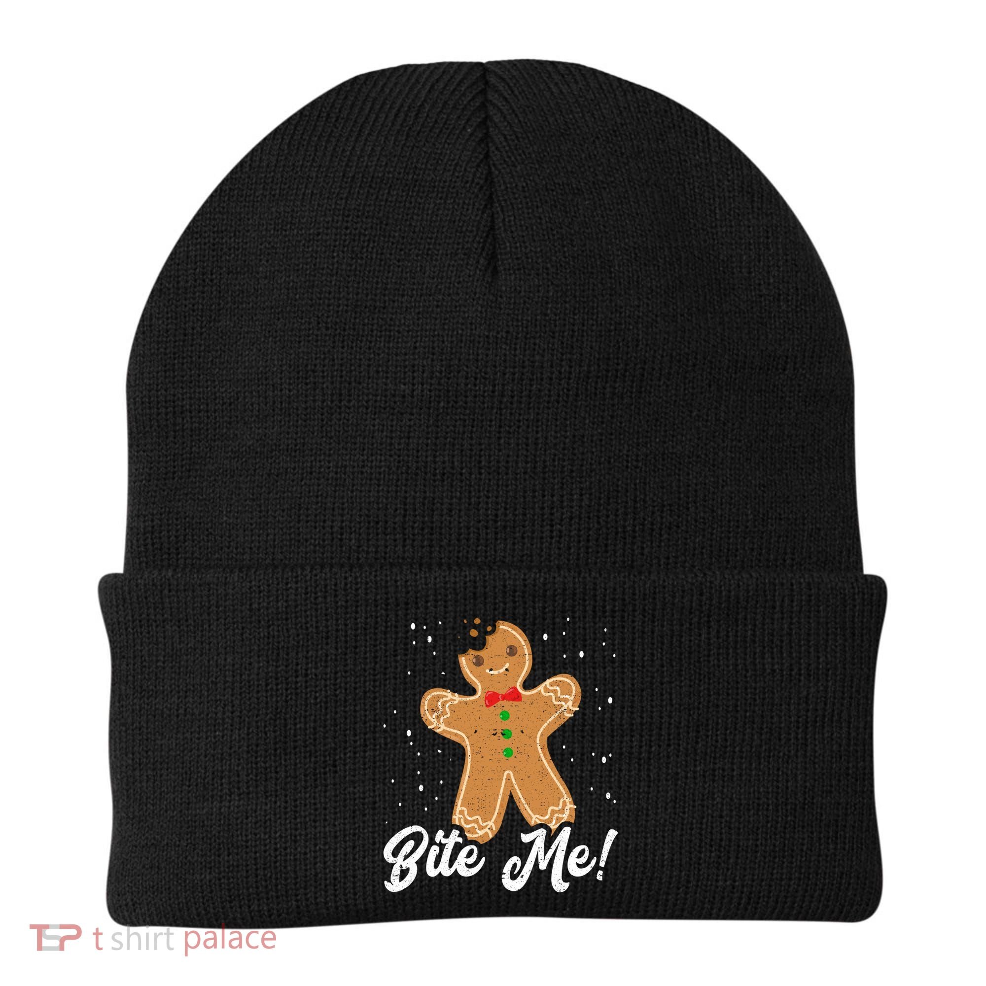 Bite Me Funny Gingerbread Christmas Holiday Cookie Meaningful Gift Beanie