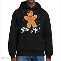 Bite Me Funny Gingerbread Christmas Holiday Cookie Meaningful Gift District V.I.T. Heavyweight Hoodie thumb 0
