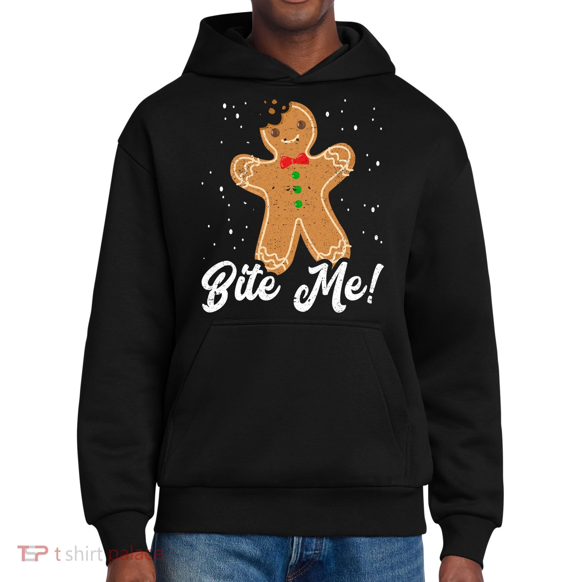 Bite Me Funny Gingerbread Christmas Holiday Cookie Meaningful Gift District V.I.T. Heavyweight Hoodie