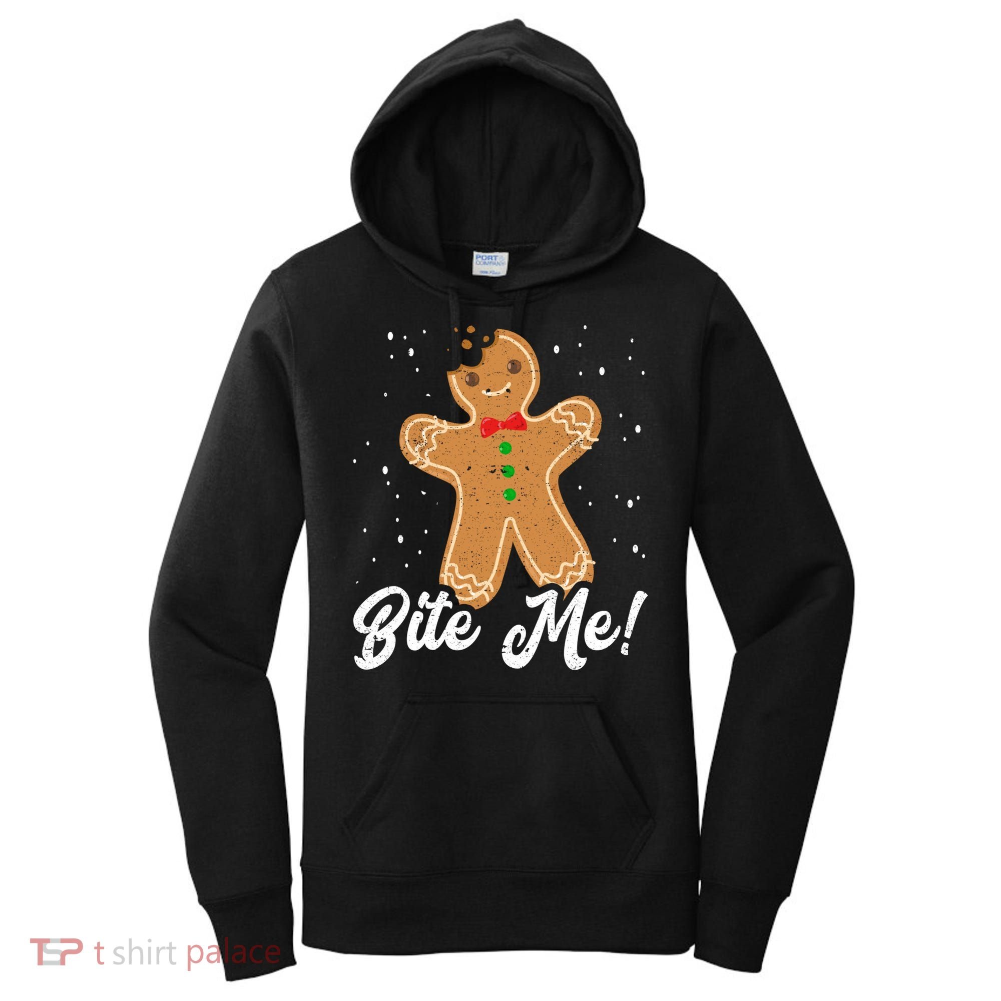 Bite Me Funny Gingerbread Christmas Holiday Cookie Meaningful Gift Women's Hoodie