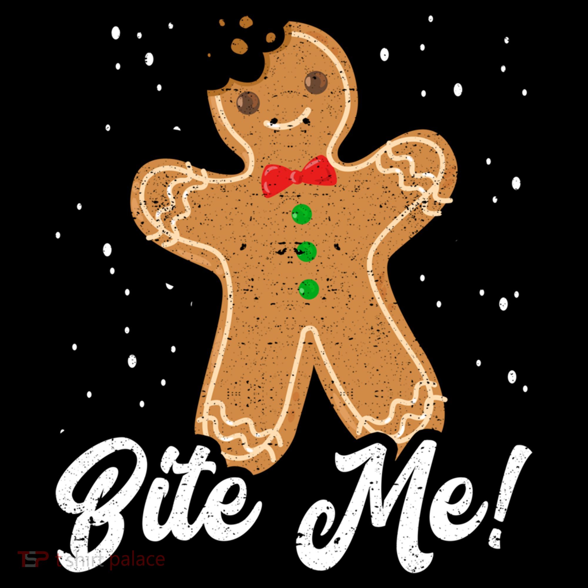 Bite Me Funny Gingerbread Christmas Holiday Cookie Meaningful Gift Women's Hoodie