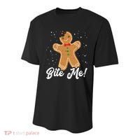 Bite Me Funny Gingerbread Christmas Holiday Cookie Meaningful Gift Youth Performance Sprint T-Shirt thumb 0