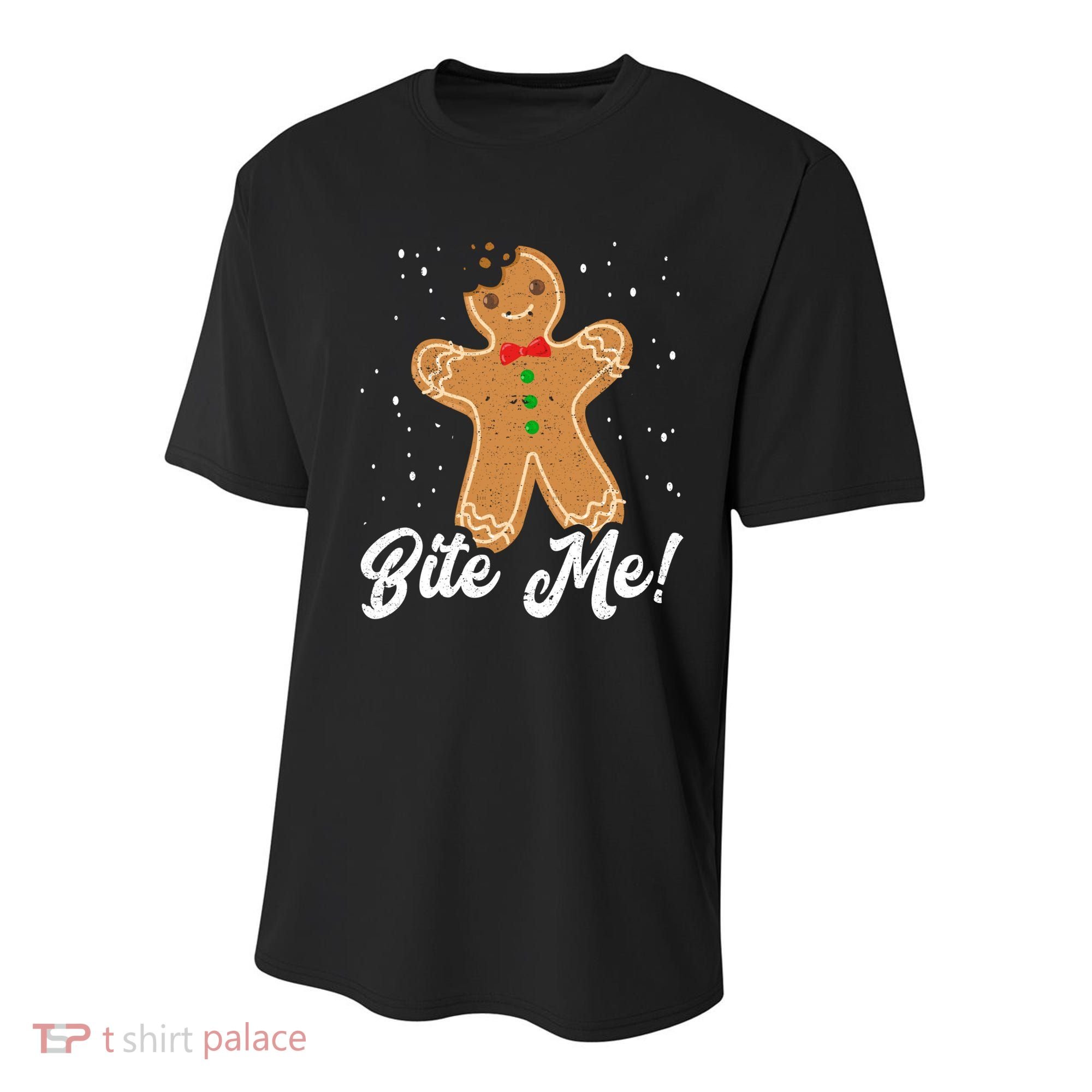Bite Me Funny Gingerbread Christmas Holiday Cookie Meaningful Gift Youth Performance Sprint T-Shirt