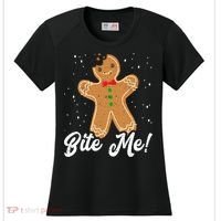 Bite Me Funny Gingerbread Christmas Holiday Cookie Meaningful Gift Women's Cooling Performance Crew T-Shirt thumb 0