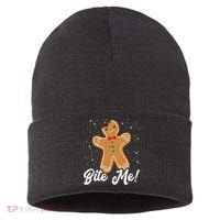 Bite Me Funny Gingerbread Christmas Holiday Cookie Meaningful Gift Sustainable Knit Beanie thumb 0