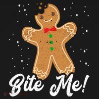 Bite Me Funny Gingerbread Christmas Holiday Cookie Meaningful Gift Cropped Pullover Crew thumb 4