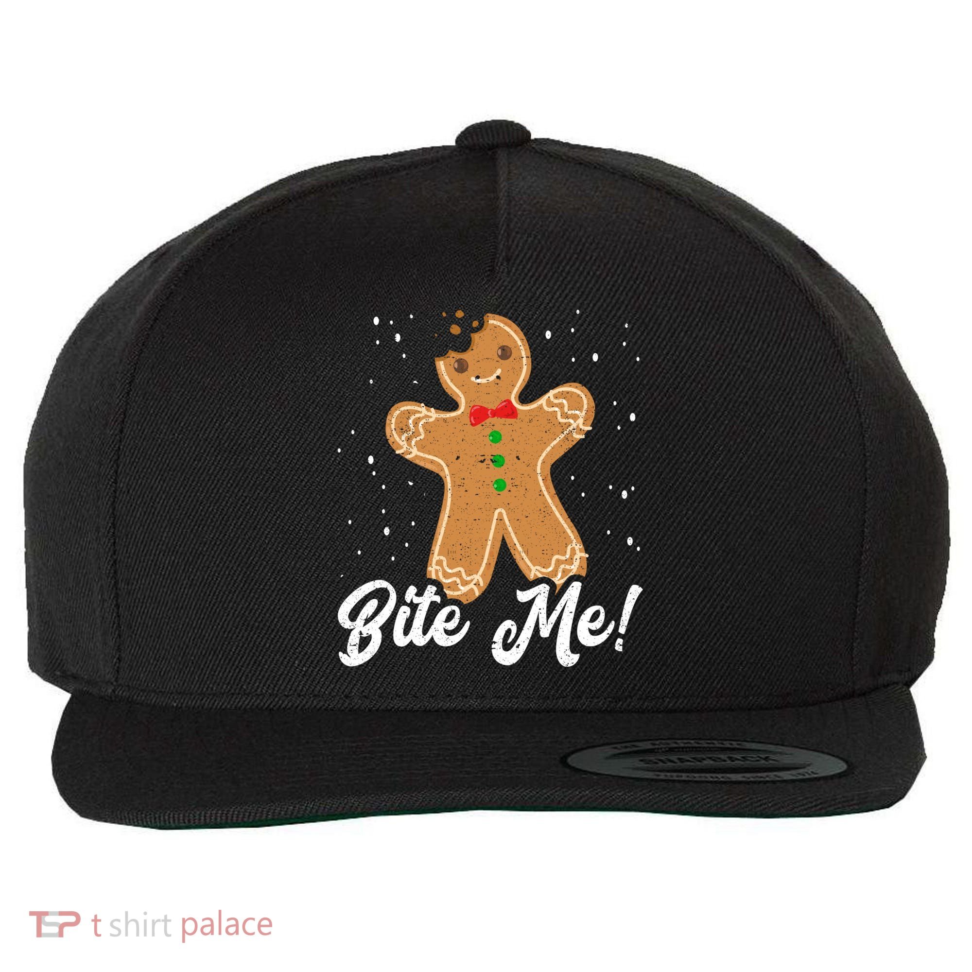 Bite Me Funny Gingerbread Christmas Holiday Cookie Meaningful Gift Wool Snapback Cap