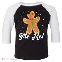 Bite Me Funny Gingerbread Christmas Holiday Cookie Meaningful Gift Toddler Fine Jersey T-Shirt thumb 0
