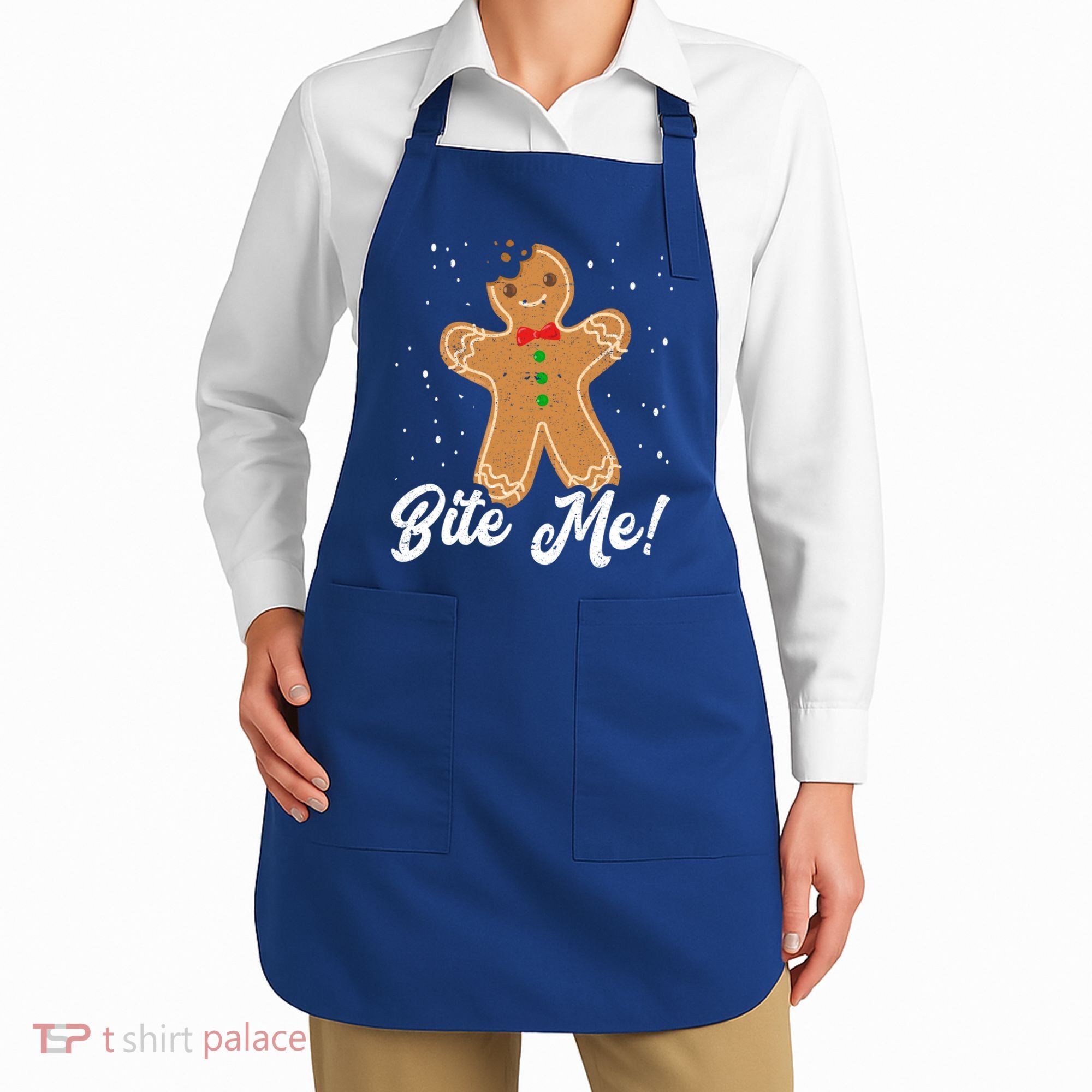 Bite Me Funny Gingerbread Christmas Holiday Cookie Meaningful Gift Apron