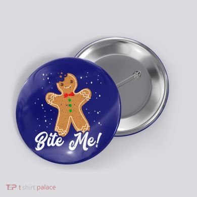 Bite Me Funny Gingerbread Christmas Holiday Cookie Meaningful Gift Button