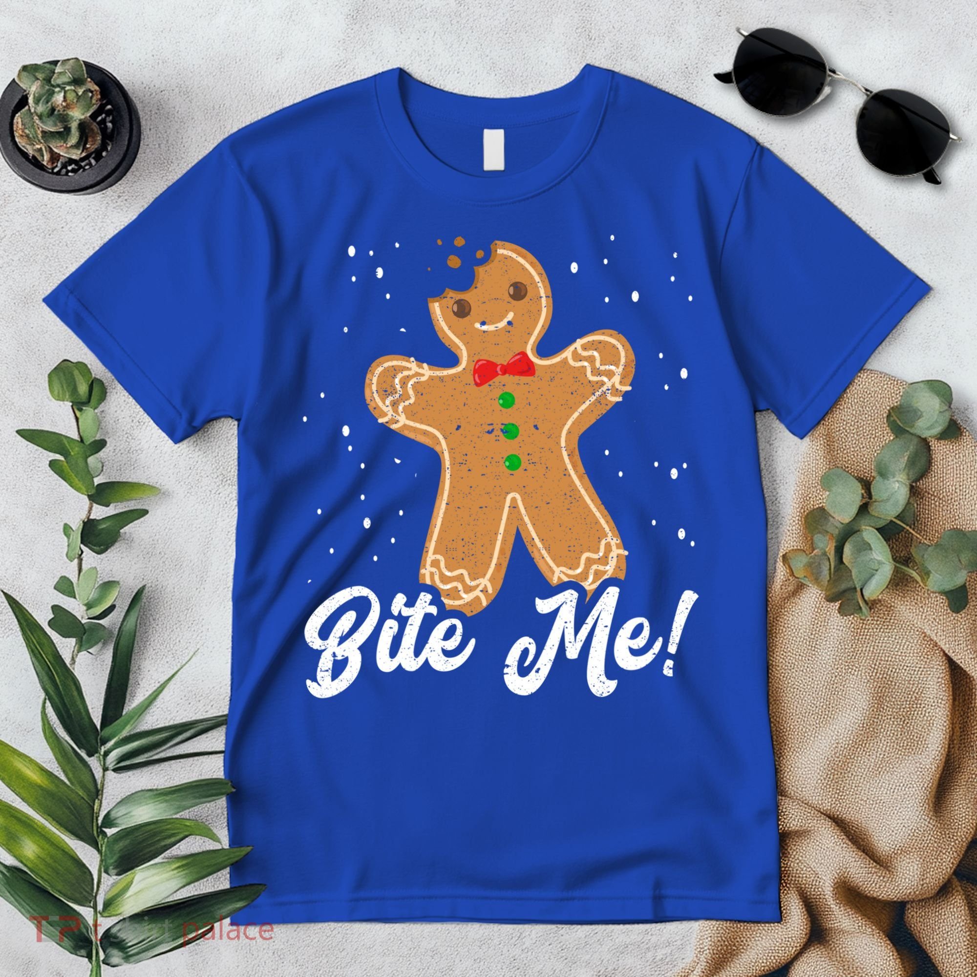 Bite Me Funny Gingerbread Christmas Holiday Cookie Meaningful Gift Premium T-Shirt