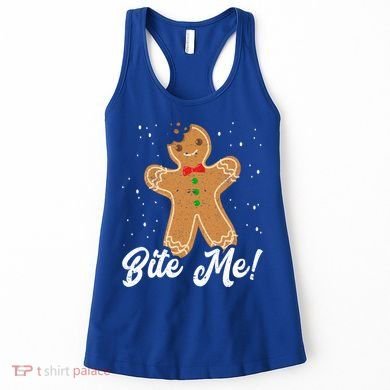 Bite Me Funny Gingerbread Christmas Holiday Cookie Meaningful Gift Women's Tank Top