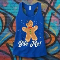 Bite Me Funny Gingerbread Christmas Holiday Cookie Meaningful Gift Women's Tank Top thumb 3