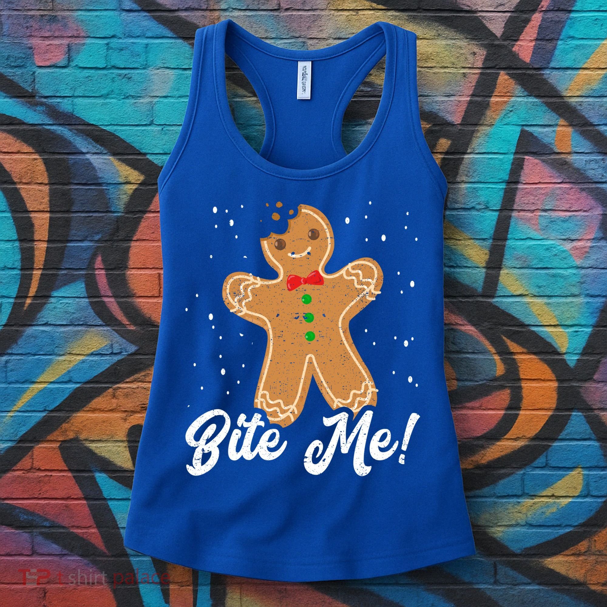 Bite Me Funny Gingerbread Christmas Holiday Cookie Meaningful Gift Women's Tank Top