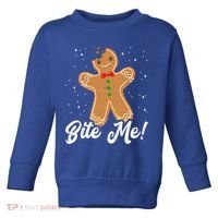 Bite Me Funny Gingerbread Christmas Holiday Cookie Meaningful Gift Toddler Sweatshirt thumb 0