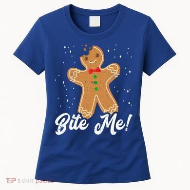 Bite Me Funny Gingerbread Christmas Holiday Cookie Meaningful Gift Women's T-Shirt