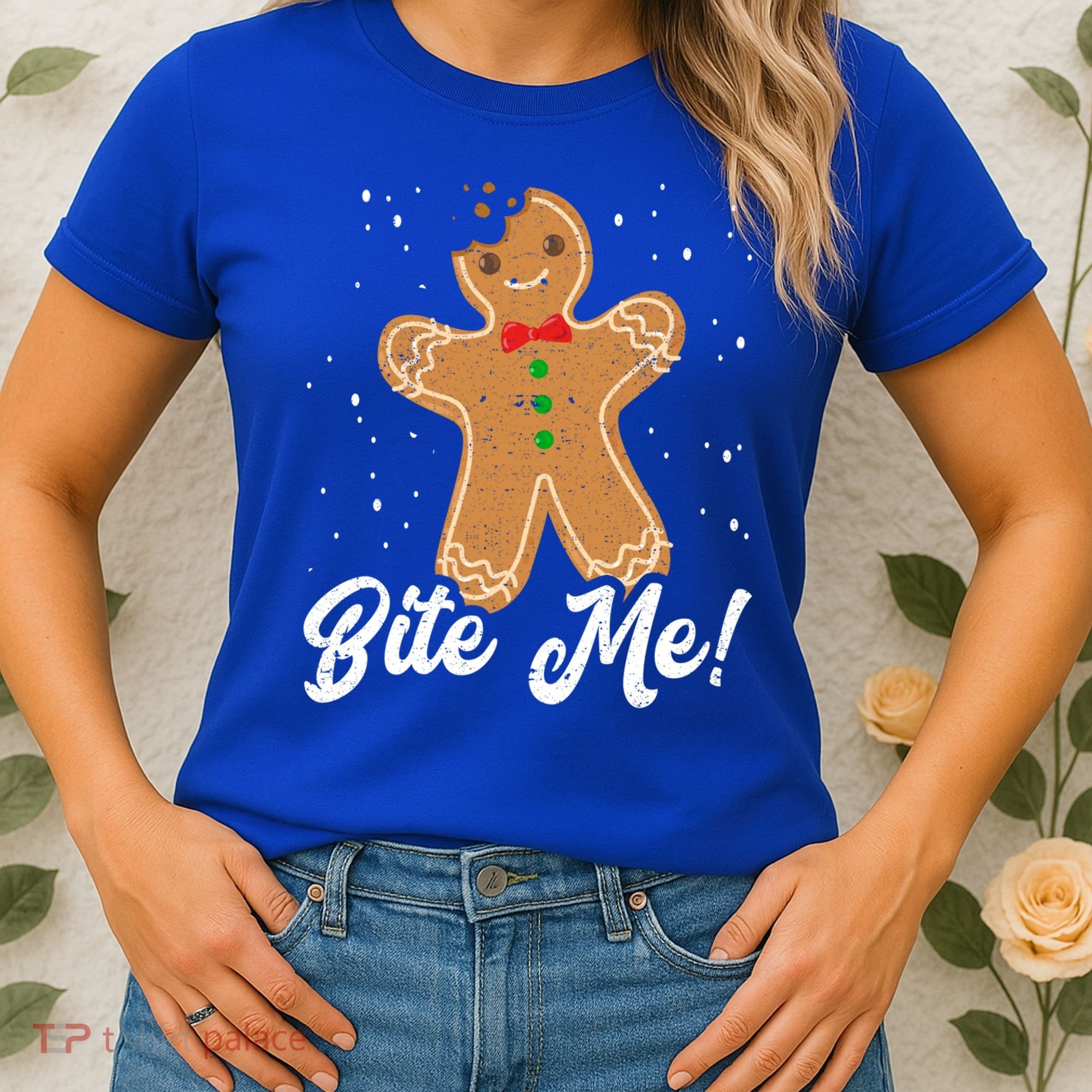 Bite Me Funny Gingerbread Christmas Holiday Cookie Meaningful Gift Women's T-Shirt