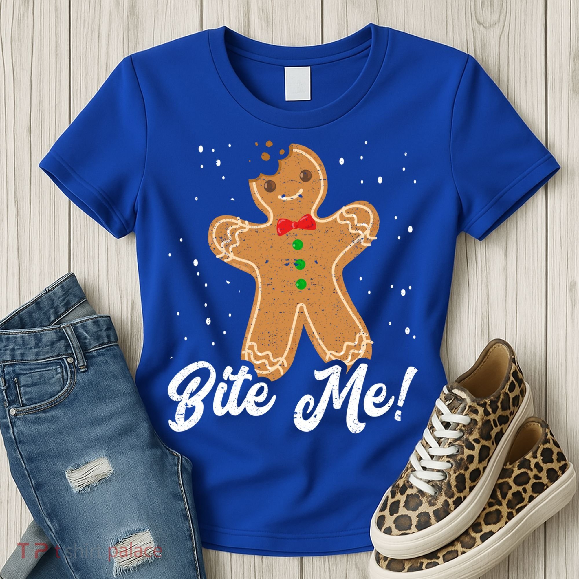 Bite Me Funny Gingerbread Christmas Holiday Cookie Meaningful Gift Women's T-Shirt