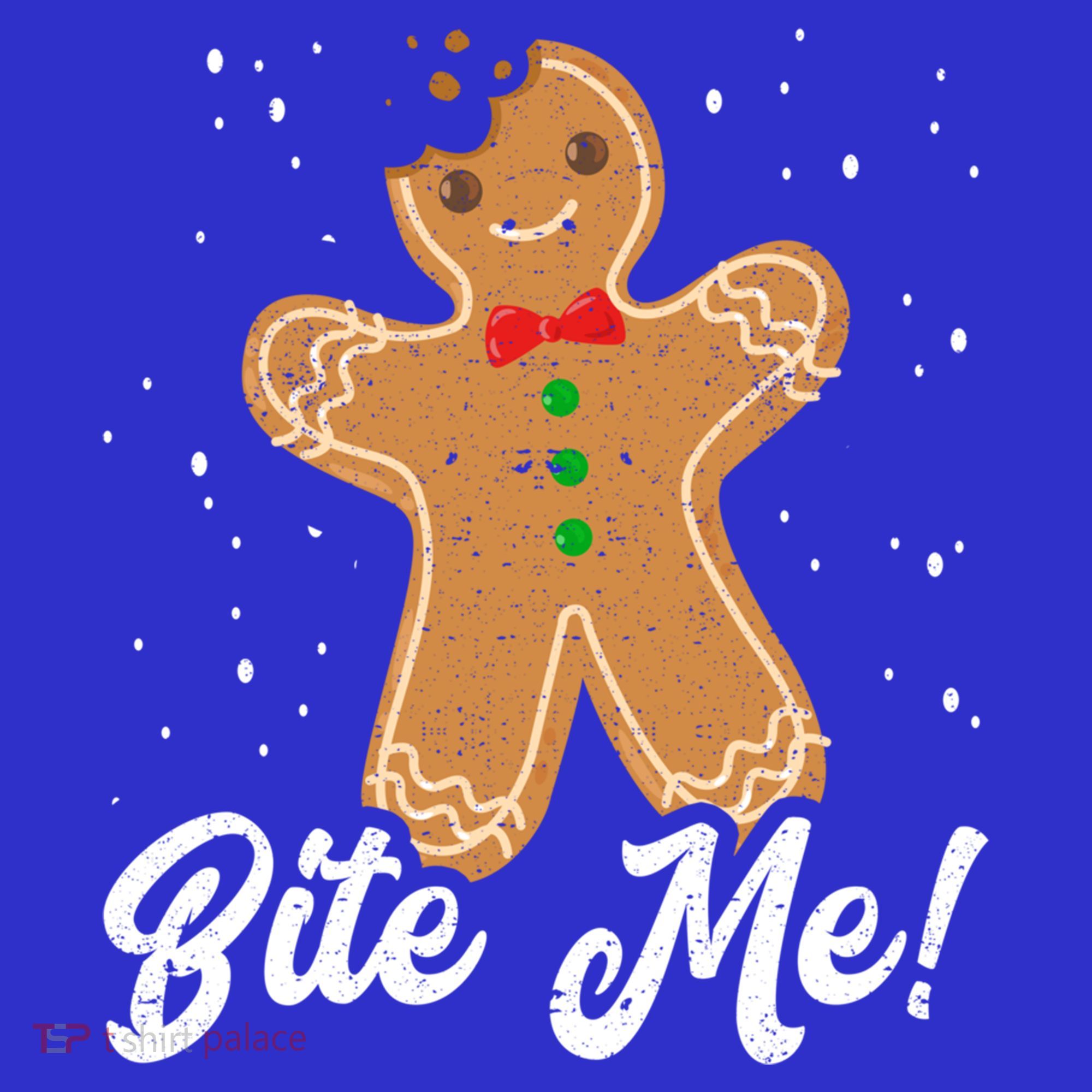 Bite Me Funny Gingerbread Christmas Holiday Cookie Meaningful Gift Women's V-Neck T-Shirt