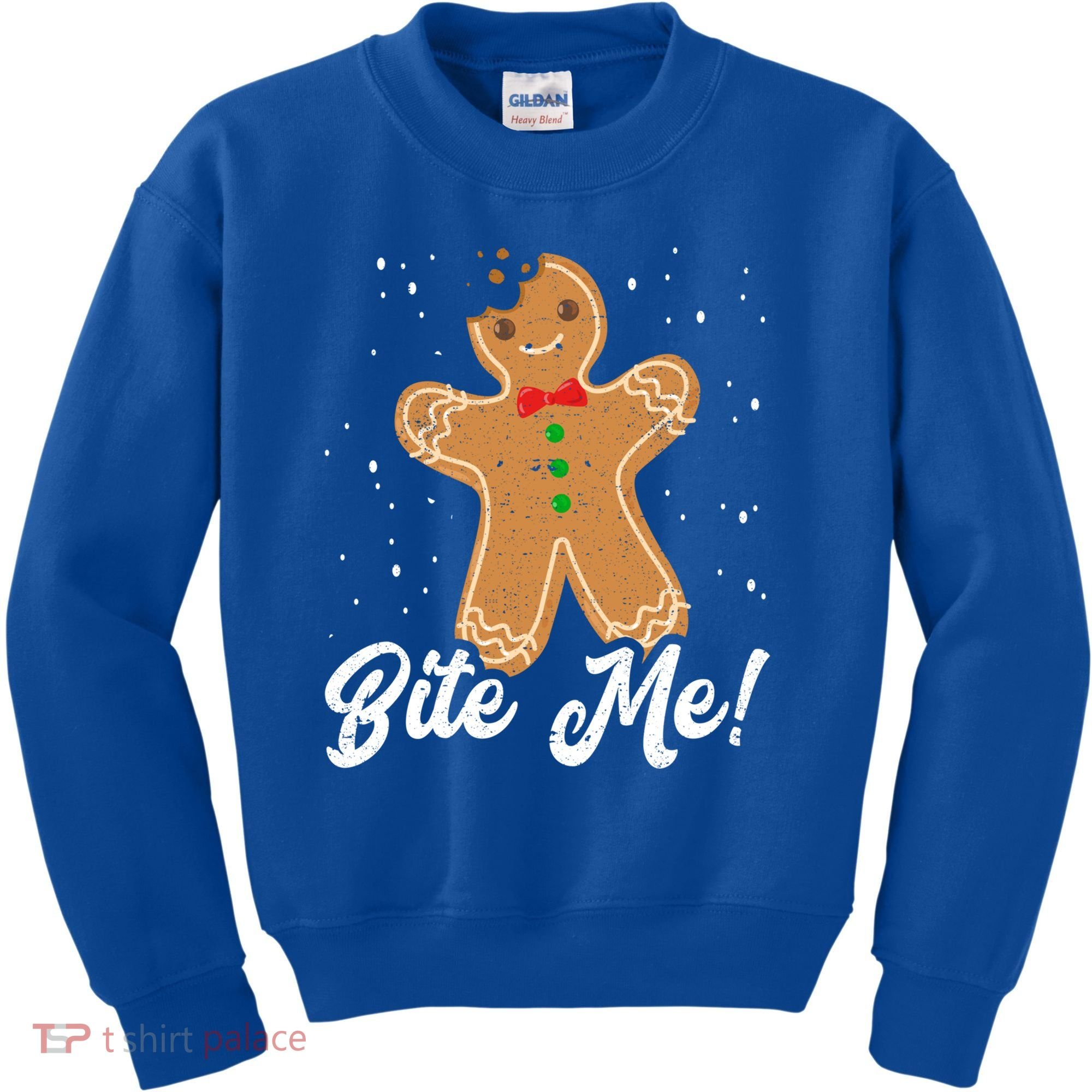 Bite Me Funny Gingerbread Christmas Holiday Cookie Meaningful Gift Kids Sweatshirt