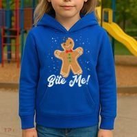 Bite Me Funny Gingerbread Christmas Holiday Cookie Meaningful Gift Kids Hoodie thumb 3