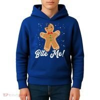 Bite Me Funny Gingerbread Christmas Holiday Cookie Meaningful Gift Kids Hoodie thumb 4