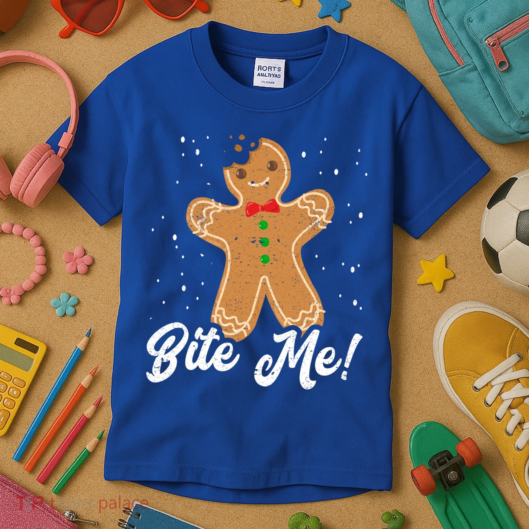 Bite Me Funny Gingerbread Christmas Holiday Cookie Meaningful Gift Kids T-Shirt