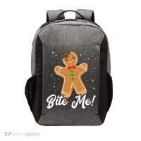 Bite Me Funny Gingerbread Christmas Holiday Cookie Meaningful Gift Vector Backpack thumb 0