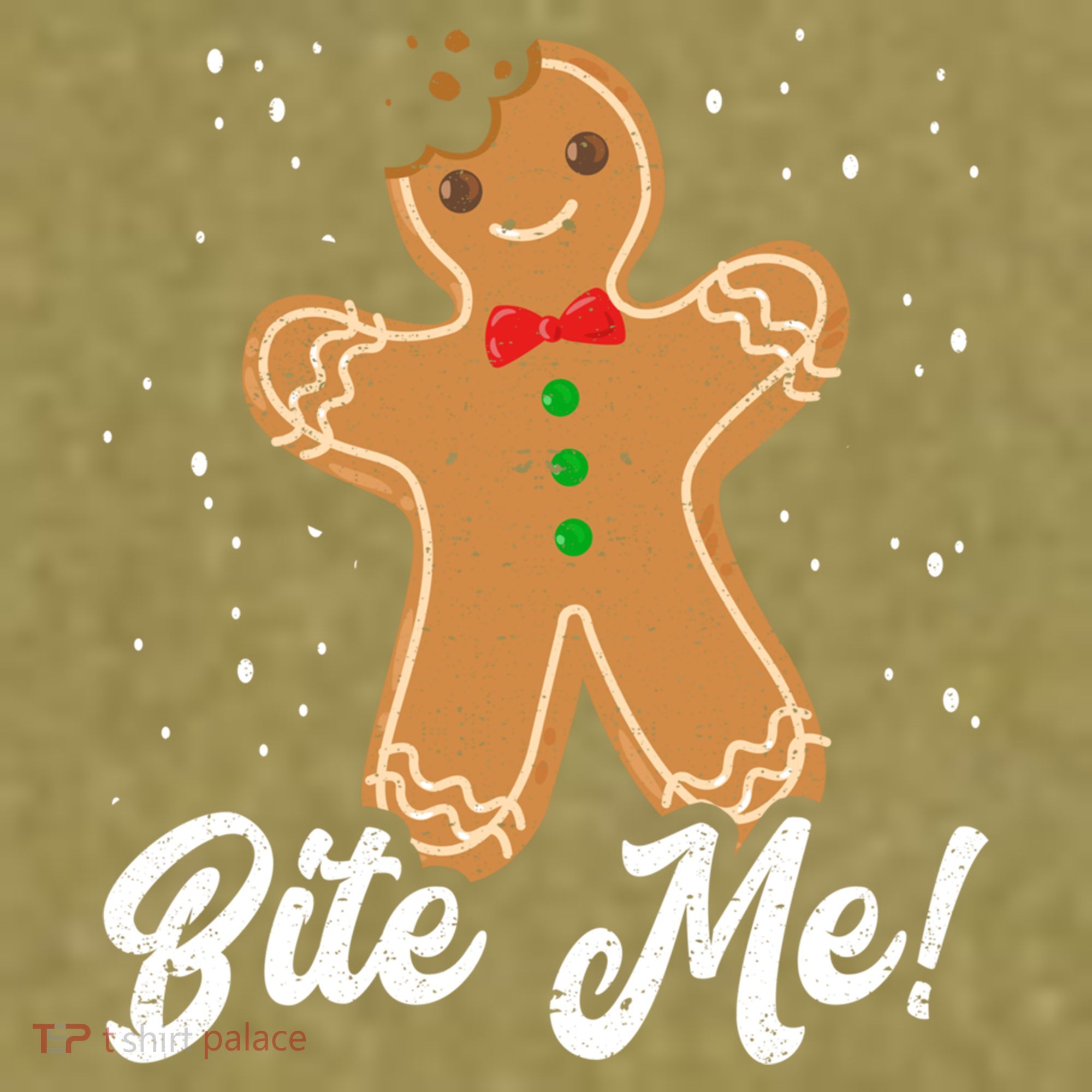 Bite Me Funny Gingerbread Christmas Holiday Cookie Meaningful Gift Garment-Dyed Women's Muscle Tee