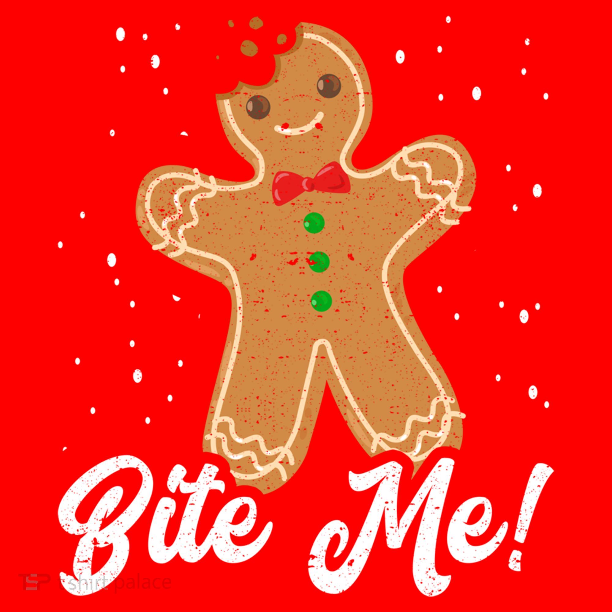 Bite Me Funny Gingerbread Christmas Holiday Cookie Meaningful Gift Santa Hat