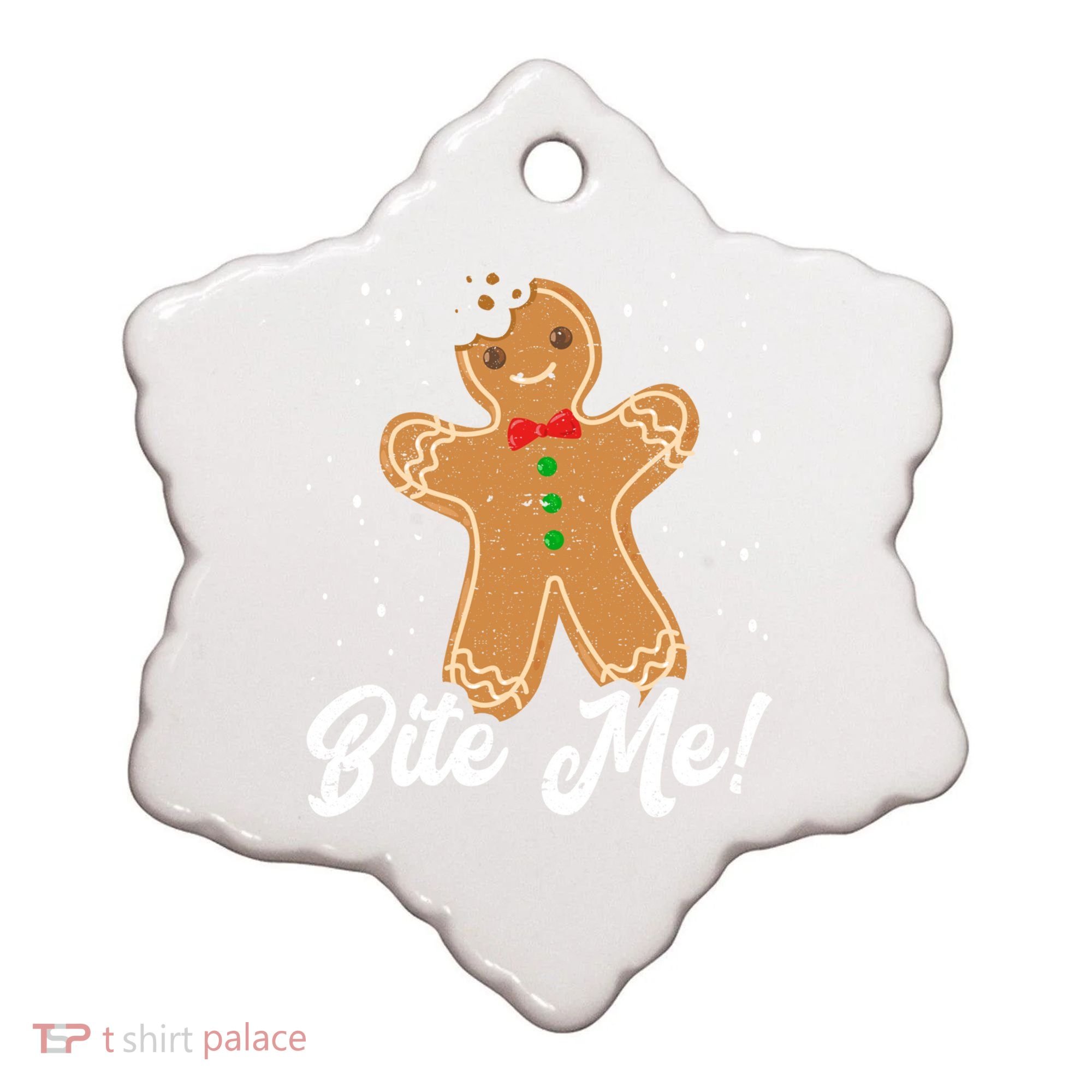 Bite Me Funny Gingerbread Christmas Holiday Cookie Meaningful Gift Ceramic Ornament