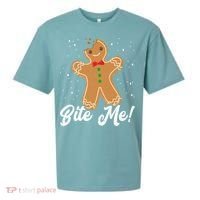Bite Me Funny Gingerbread Christmas Holiday Cookie Meaningful Gift Sueded Cloud Jersey T-Shirt thumb 0