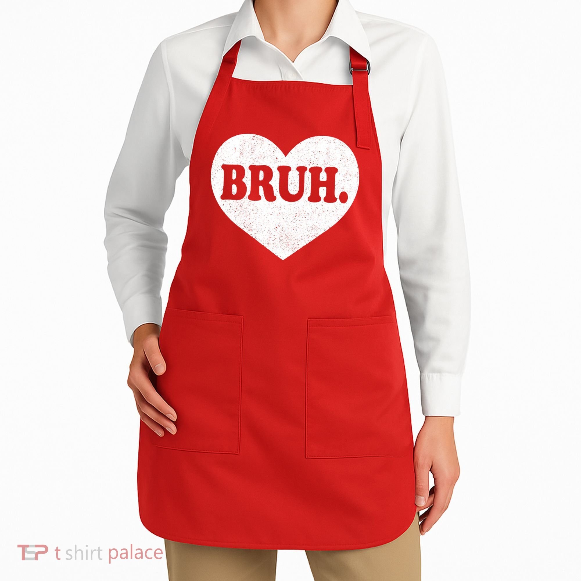 Bruh Meme Funny Saying Funny Retro Valentine Apron