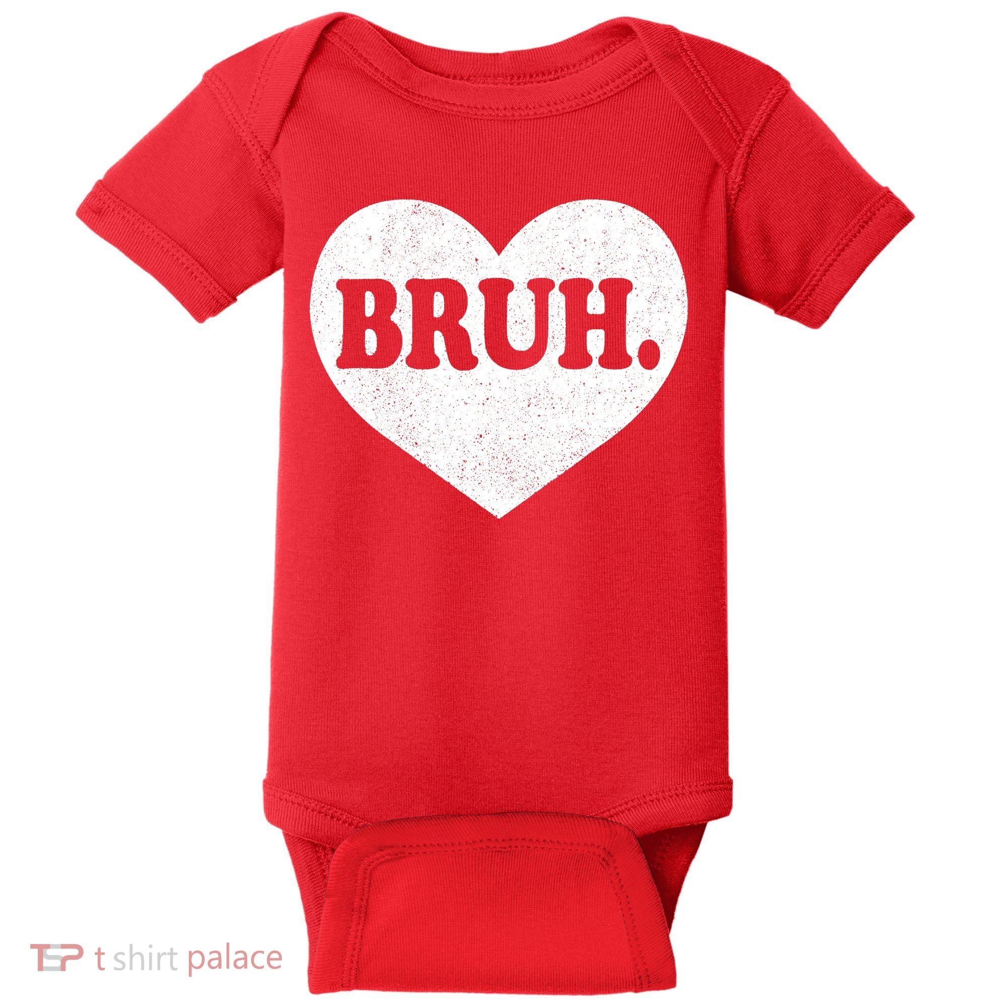 Bruh Meme Funny Saying Funny Retro Valentine Baby Bodysuit