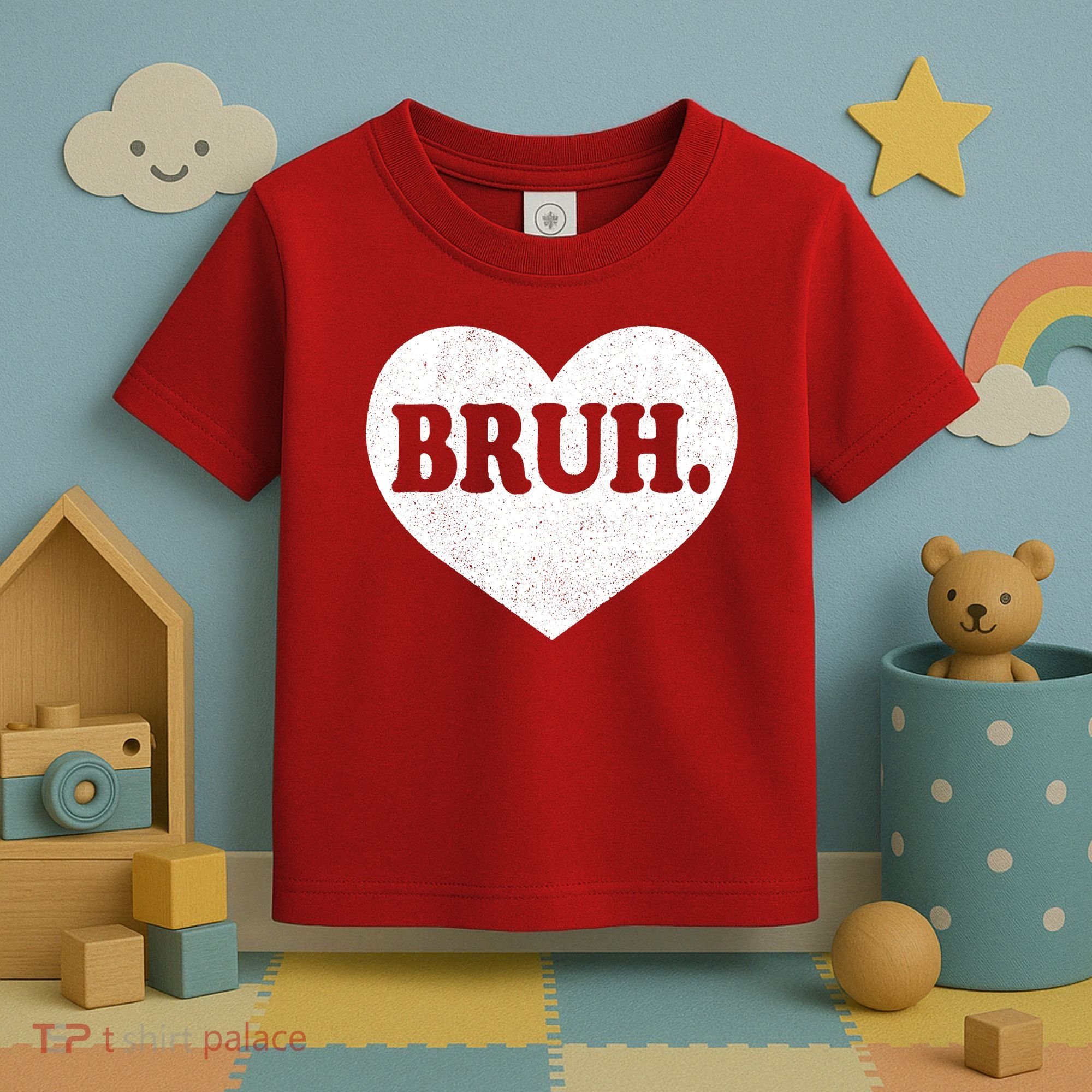 Bruh Meme Funny Saying Funny Retro Valentine Toddler T-Shirt