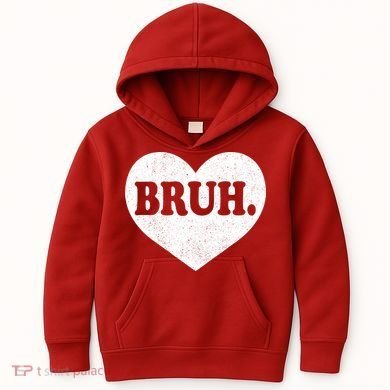 Bruh Meme Funny Saying Funny Retro Valentine Kids Hoodie