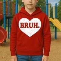 Bruh Meme Funny Saying Funny Retro Valentine Kids Hoodie thumb 2