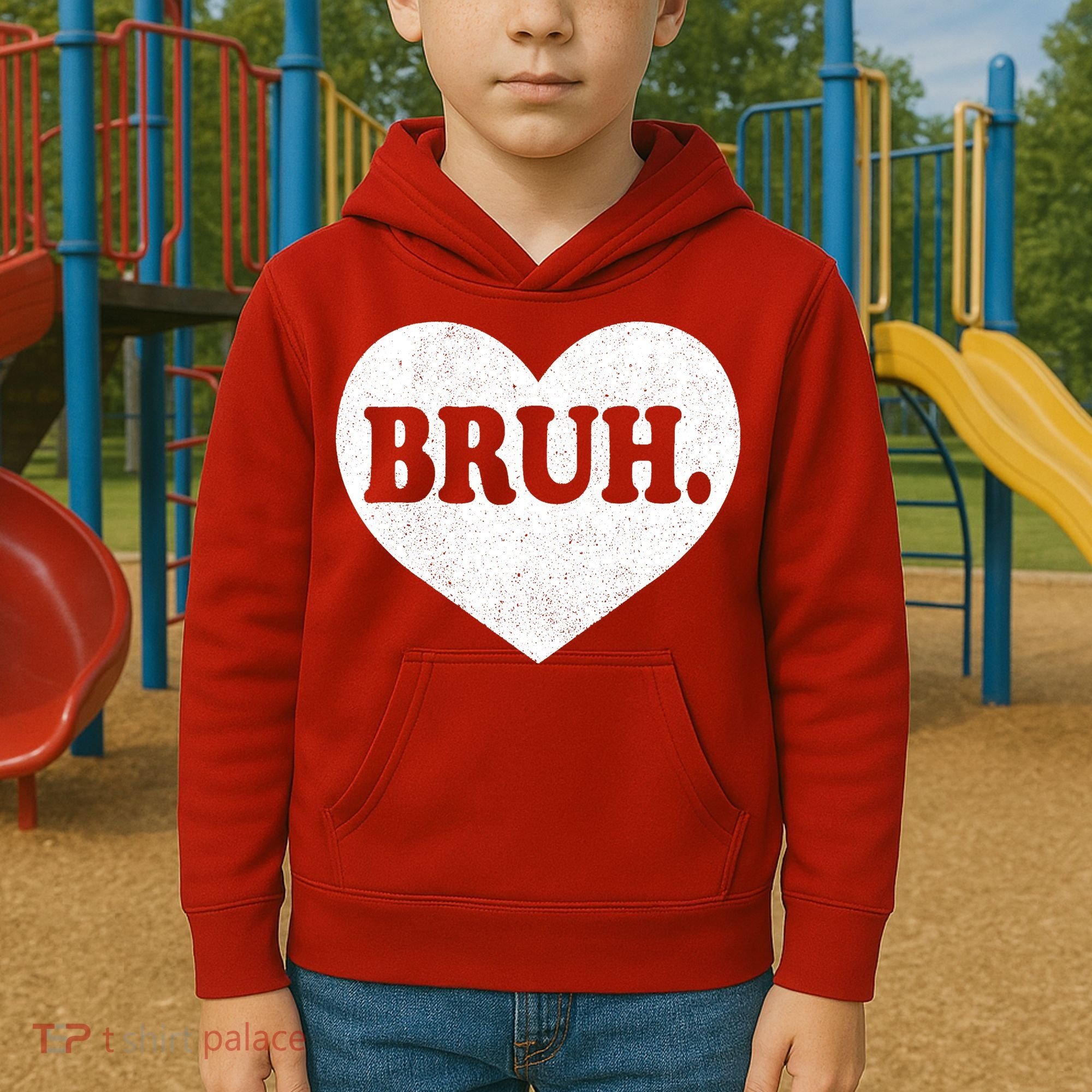 Bruh Meme Funny Saying Funny Retro Valentine Kids Hoodie