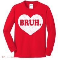 Bruh Meme Funny Saying Funny Retro Valentine Kids Long Sleeve Shirt thumb 0