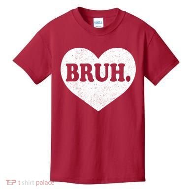 Bruh Meme Funny Saying Funny Retro Valentine Kids T-Shirt