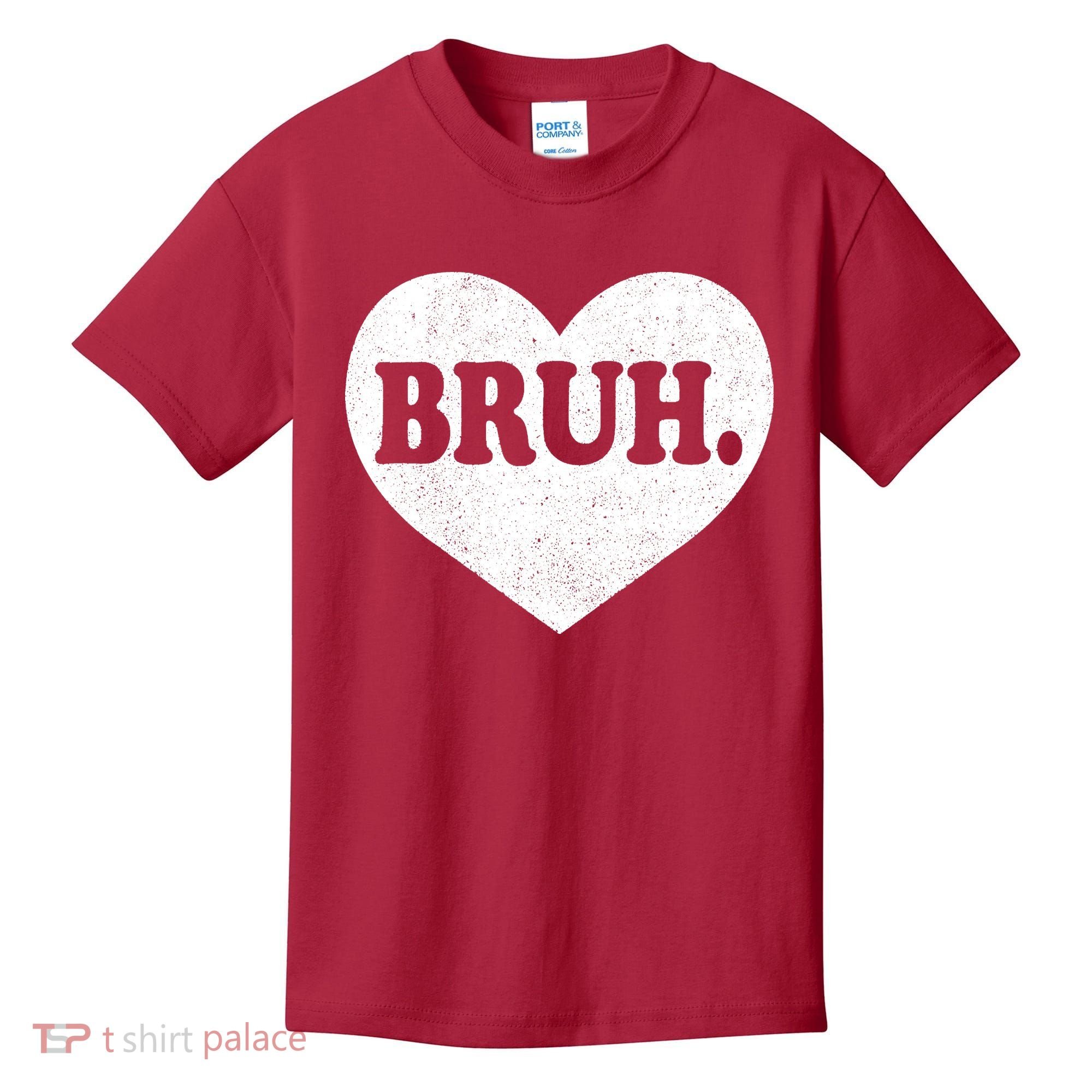 Bruh Meme Funny Saying Funny Retro Valentine Kids T-Shirt