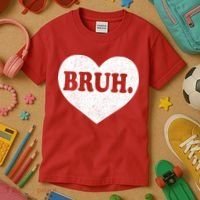 Bruh Meme Funny Saying Funny Retro Valentine Kids T-Shirt thumb 3
