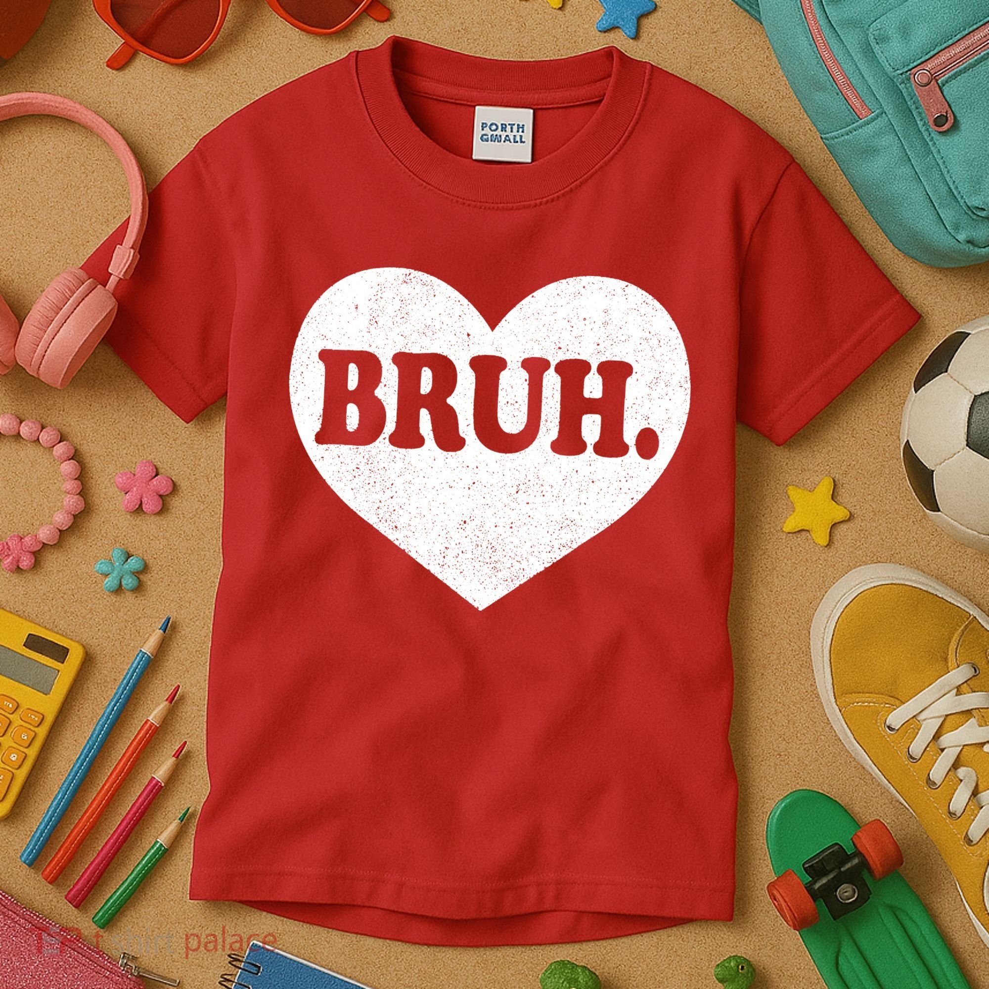 Bruh Meme Funny Saying Funny Retro Valentine Kids T-Shirt