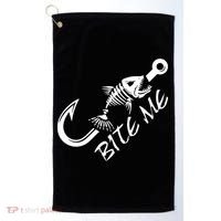 Bite Me Fishing Cool Gift Golf Towel thumb 0