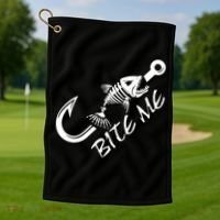 Bite Me Fishing Cool Gift Golf Towel thumb 1