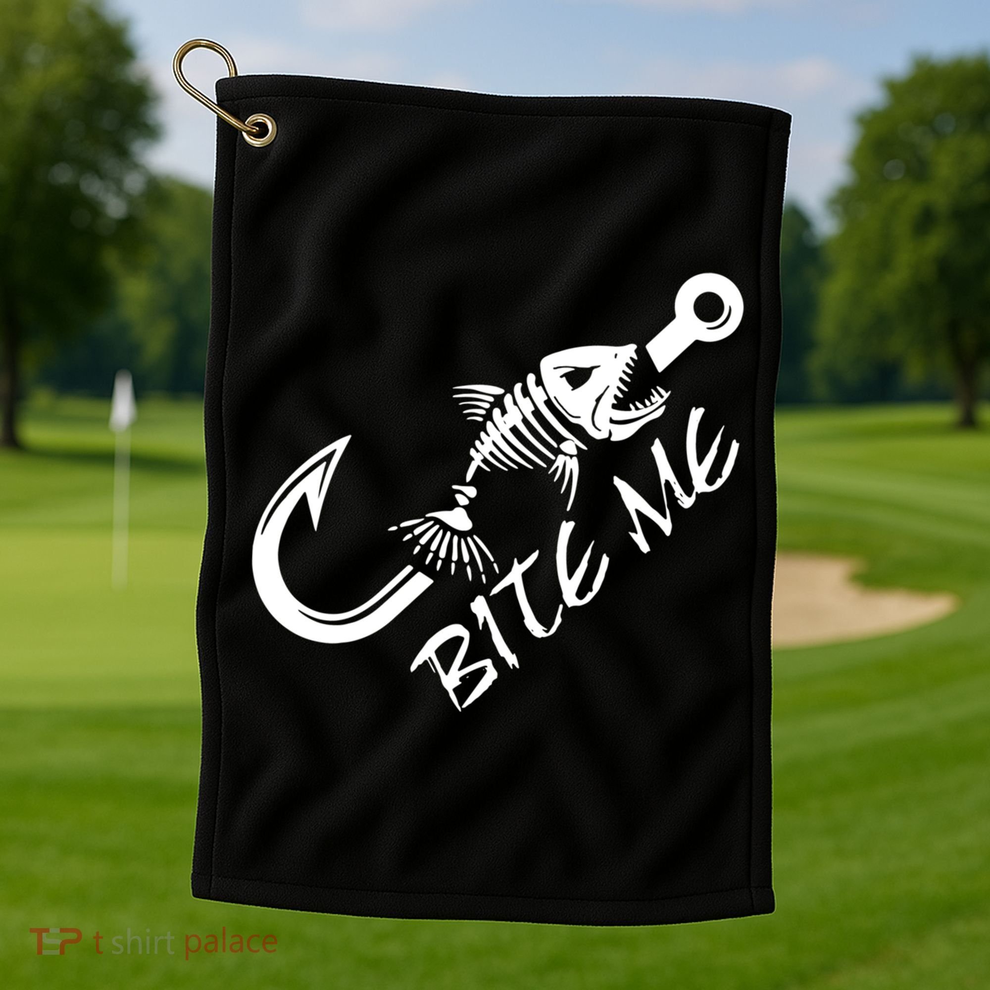 Bite Me Fishing Cool Gift Golf Towel
