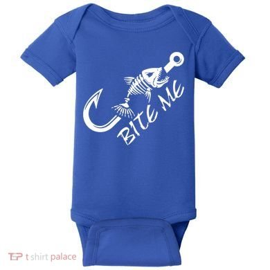 Bite Me Fishing Cool Gift Baby Bodysuit