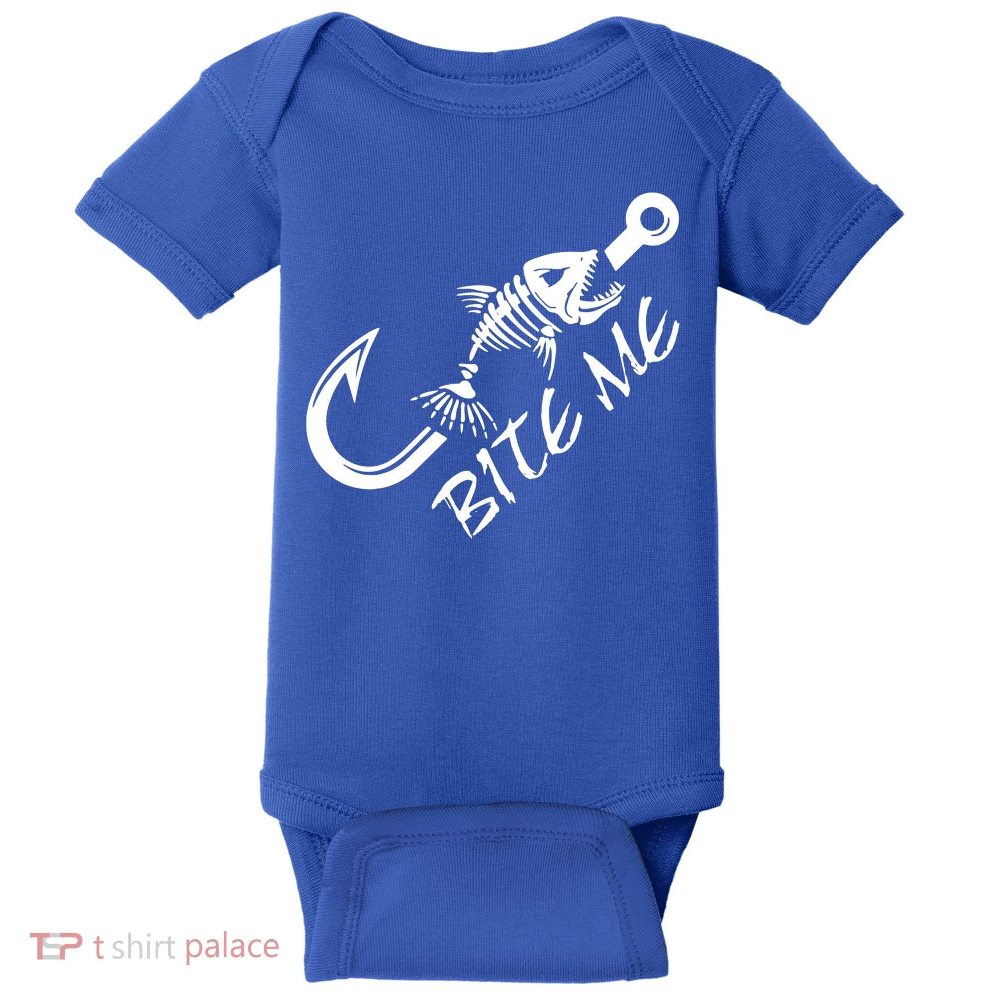 Bite Me Fishing Cool Gift Baby Bodysuit